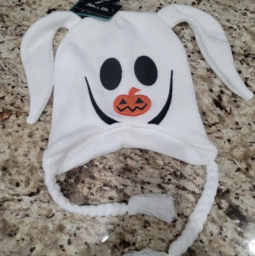 Hot Topic Nightmare Before Christmas Zero Ghost Hat Knit Beanie White Halloween - Picture 2 of 4